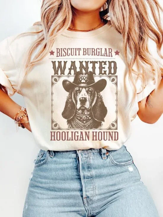 Western Basset Hound T Shirt, Basset Hound Gift, Funny Dog Shirt - Picture 1 of 3